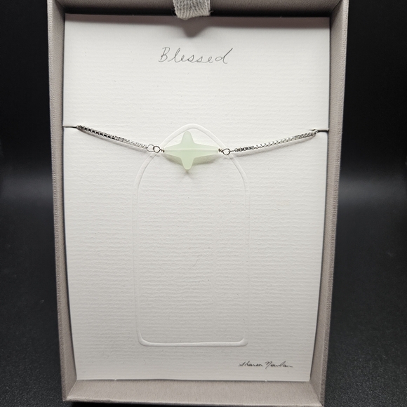 Sharon Nowlan Collection Jewelry - DEMDACO Sharon Nowlan "Faith" Sea Glass Cross Bracelet NIB 7"+1.5"